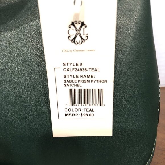 Christian Lacroix SABLE Python Satchel in Dark Teal 11”x9”x5” - Picture 7 of 7